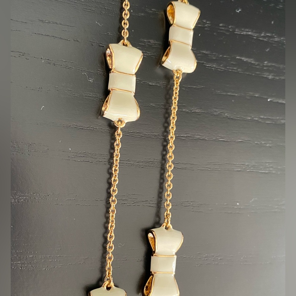 Kate Spade Gold & Ivory Bow Necklace 16”